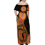 Australia Mothers Day Off Shoulder Maxi Dress Mom And Baby Footprint Indigenous