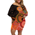 Australia Mothers Day Off Shoulder Short Dress Mom And Baby Footprint Indigenous