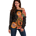 Australia Mothers Day Off Shoulder Sweater Mom And Baby Footprint Indigenous