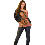 Australia Mothers Day Off Shoulder Sweater Mom And Baby Footprint Indigenous