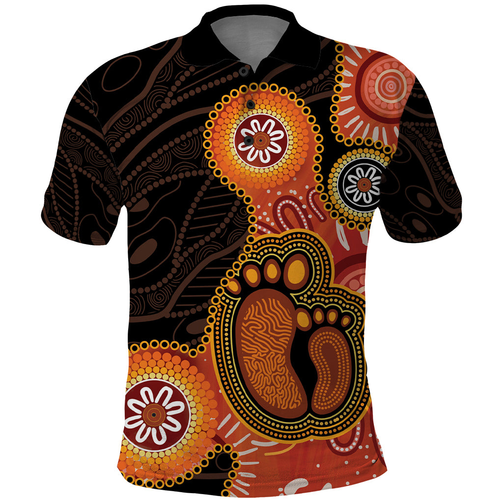 Australia Mothers Day Polo Shirt Mom And Baby Footprint Indigenous