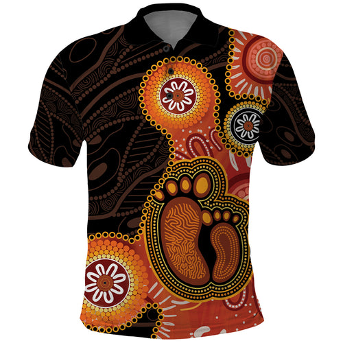 Australia Mothers Day Polo Shirt Mom And Baby Footprint Indigenous