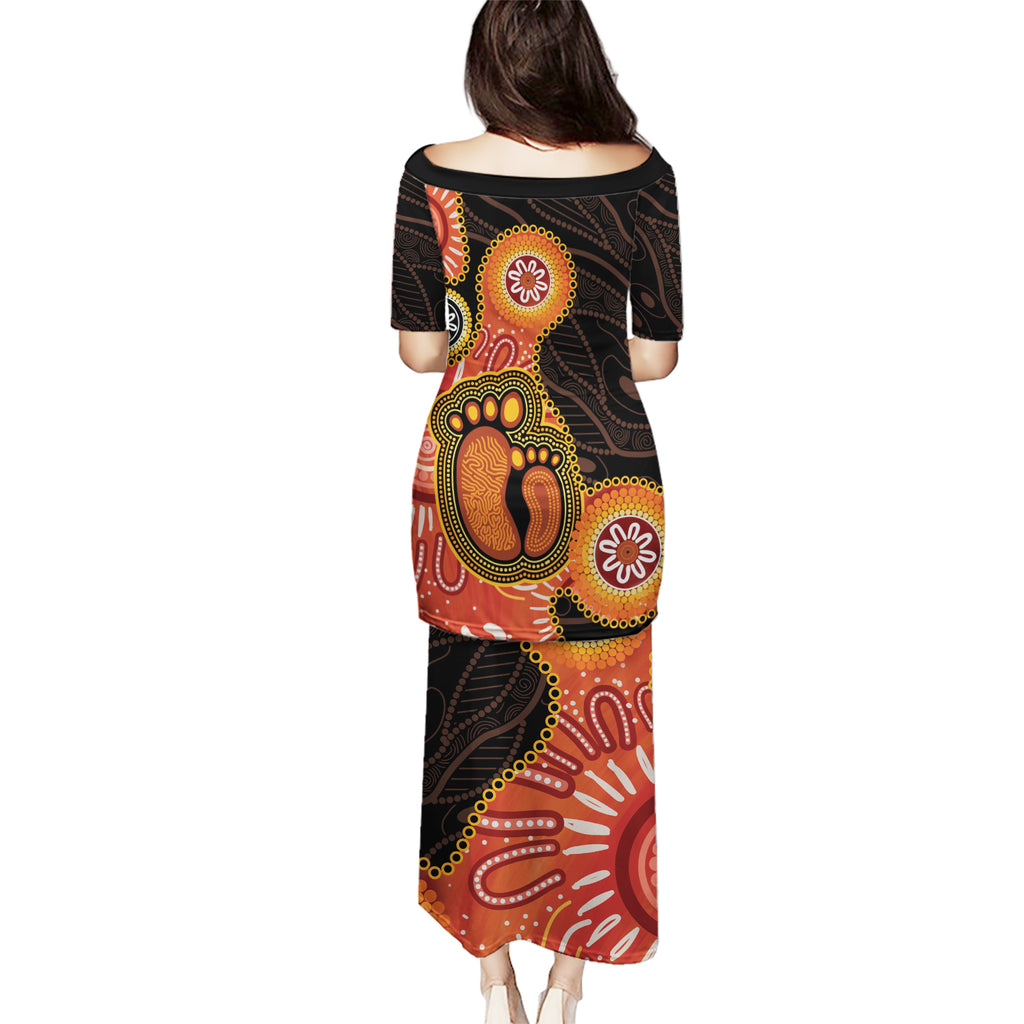 Australia Mothers Day Puletasi Mom And Baby Footprint Indigenous