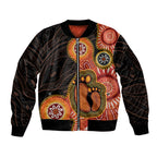 Australia Mothers Day Sleeve Zip Bomber Jacket Mom And Baby Footprint Indigenous