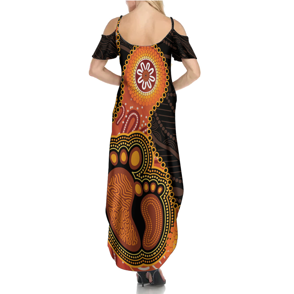 Australia Mothers Day Summer Maxi Dress Mom And Baby Footprint Indigenous