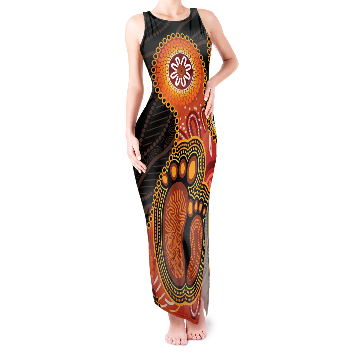 Australia Mothers Day Tank Maxi Dress Mom And Baby Footprint Indigenous