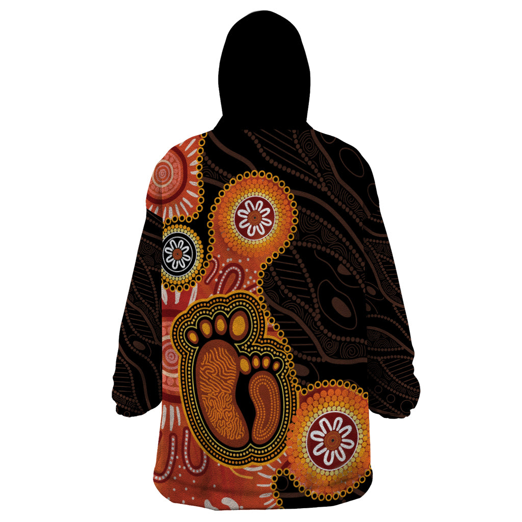 Australia Mothers Day Wearable Blanket Hoodie Mom And Baby Footprint Indigenous