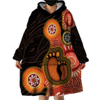 Australia Mothers Day Wearable Blanket Hoodie Mom And Baby Footprint Indigenous