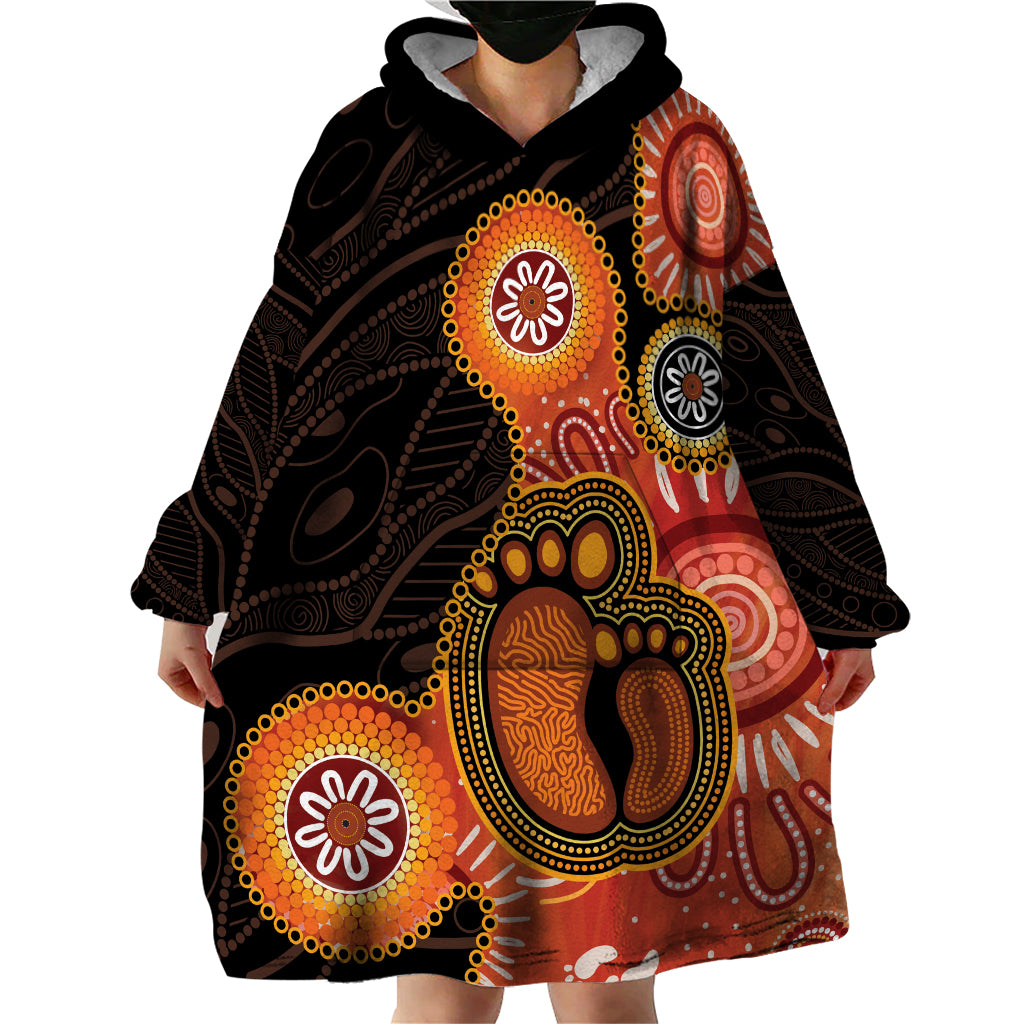 Australia Mothers Day Wearable Blanket Hoodie Mom And Baby Footprint Indigenous