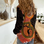 Australia Mothers Day Women Casual Shirt Mom And Baby Footprint Indigenous