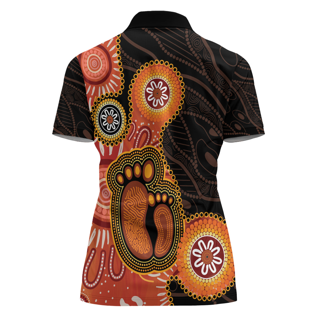 Australia Mothers Day Women Polo Shirt Mom And Baby Footprint Indigenous