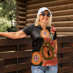 Australia Mothers Day Women Polo Shirt Mom And Baby Footprint Indigenous