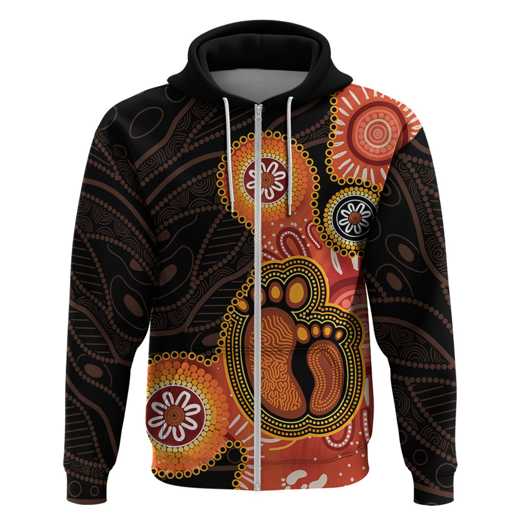 Australia Mothers Day Zip Hoodie Mom And Baby Footprint Indigenous