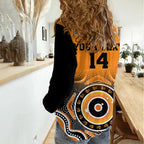 (Custom Text And Number) Wallabies Rugby Women Casual Shirt Aussie Go Champions Indigenous Orange LT14
