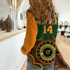 (Custom Text And Number) Wallabies Rugby Women Casual Shirt Aussie Go Champions Indigenous Green LT14
