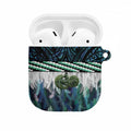 Turquoise Traditional Cloak Aotearoa AirPods Case Maori Paua Shell Korowai Pattern - Aussie Hoodie
