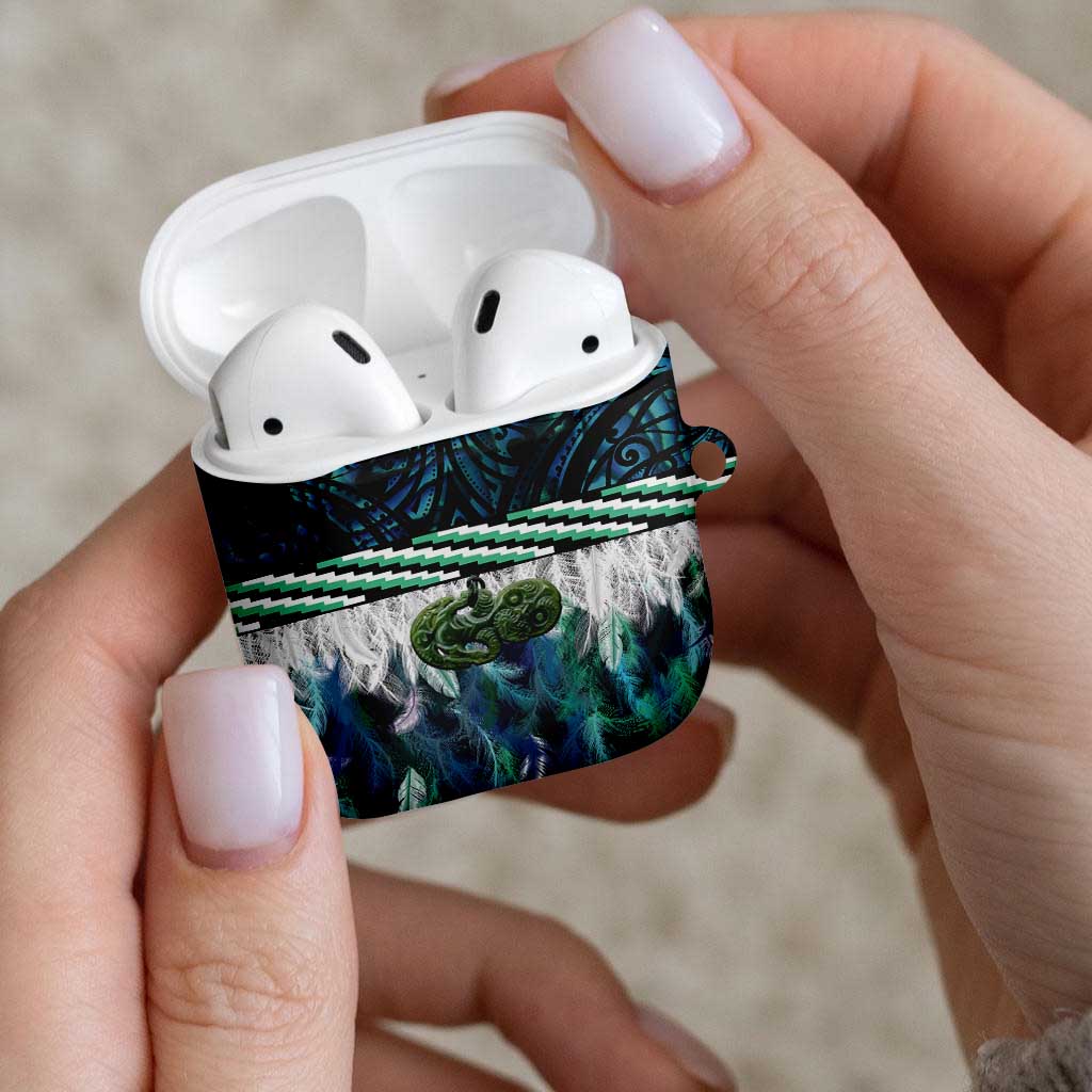 Turquoise Traditional Cloak Aotearoa AirPods Case Maori Paua Shell Korowai Pattern - Aussie Hoodie