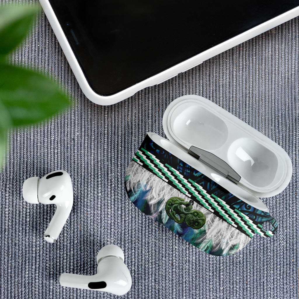 Turquoise Traditional Cloak Aotearoa AirPods Case Maori Paua Shell Korowai Pattern - Aussie Hoodie