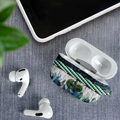 Turquoise Traditional Cloak Aotearoa AirPods Case Maori Paua Shell Korowai Pattern - Aussie Hoodie