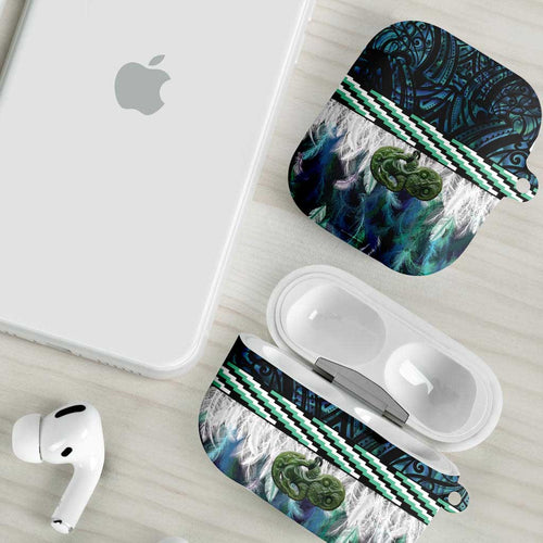 Turquoise Traditional Cloak Aotearoa AirPods Case Maori Paua Shell Korowai Pattern - Aussie Hoodie