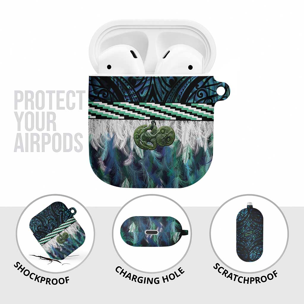 Turquoise Traditional Cloak Aotearoa AirPods Case Maori Paua Shell Korowai Pattern - Aussie Hoodie