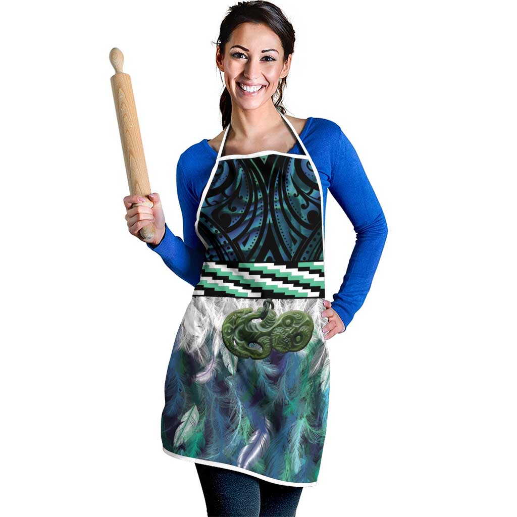 Turquoise Traditional Cloak Aotearoa Apron Maori Paua Shell Korowai Pattern - Aussie Hoodie