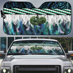 Turquoise Traditional Cloak Aotearoa Auto Sun Shade Maori Paua Shell Korowai Pattern - Aussie Hoodie
