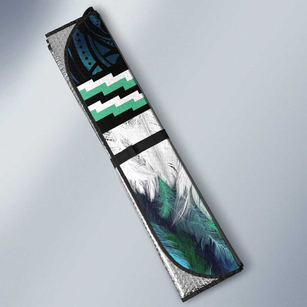 Turquoise Traditional Cloak Aotearoa Auto Sun Shade Maori Paua Shell Korowai Pattern - Aussie Hoodie