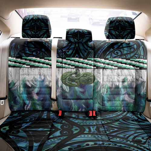 Turquoise Traditional Cloak Aotearoa Back Car Seat Cover Maori Paua Shell Korowai Pattern
