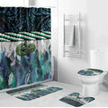 Turquoise Traditional Cloak Aotearoa Bathroom Set Maori Paua Shell Korowai Pattern - Aussie Hoodie