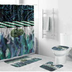 Turquoise Traditional Cloak Aotearoa Bathroom Set Maori Paua Shell Korowai Pattern - Aussie Hoodie
