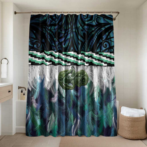 Turquoise Traditional Cloak Aotearoa Bathroom Set Maori Paua Shell Korowai Pattern - Aussie Hoodie