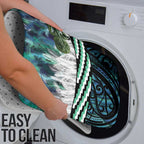 Turquoise Traditional Cloak Aotearoa Bathroom Set Maori Paua Shell Korowai Pattern - Aussie Hoodie