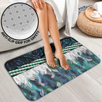 Turquoise Traditional Cloak Aotearoa Bathroom Set Maori Paua Shell Korowai Pattern - Aussie Hoodie