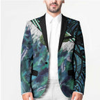 Turquoise Traditional Cloak Aotearoa Blazer Maori Paua Shell Korowai Pattern - Aussie Hoodie