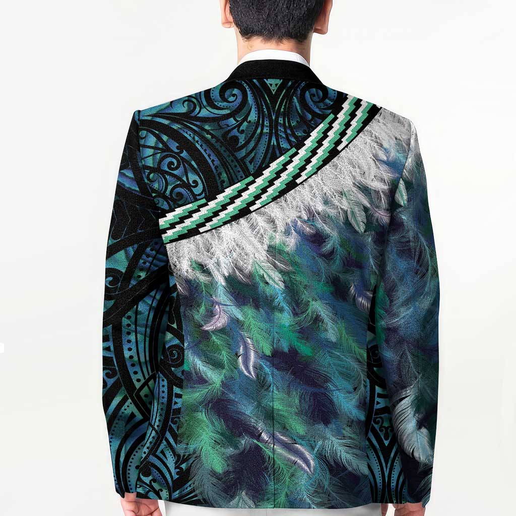 Turquoise Traditional Cloak Aotearoa Blazer Maori Paua Shell Korowai Pattern - Aussie Hoodie