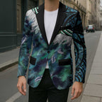 Turquoise Traditional Cloak Aotearoa Blazer Maori Paua Shell Korowai Pattern - Aussie Hoodie