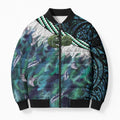 Turquoise Traditional Cloak Aotearoa Bomber Puffer Jacket Maori Paua Shell Korowai Pattern - Aussie Hoodie
