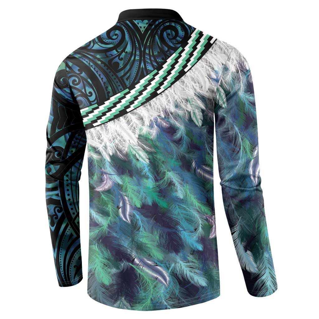 Turquoise Traditional Cloak Aotearoa Button Sweatshirt Maori Paua Shell Korowai Pattern