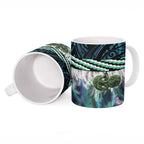 Turquoise Traditional Cloak Aotearoa Ceramic Mug Maori Paua Shell Korowai Pattern - Aussie Hoodie