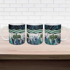 Turquoise Traditional Cloak Aotearoa Ceramic Mug Maori Paua Shell Korowai Pattern - Aussie Hoodie
