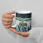 Turquoise Traditional Cloak Aotearoa Ceramic Mug Maori Paua Shell Korowai Pattern - Aussie Hoodie