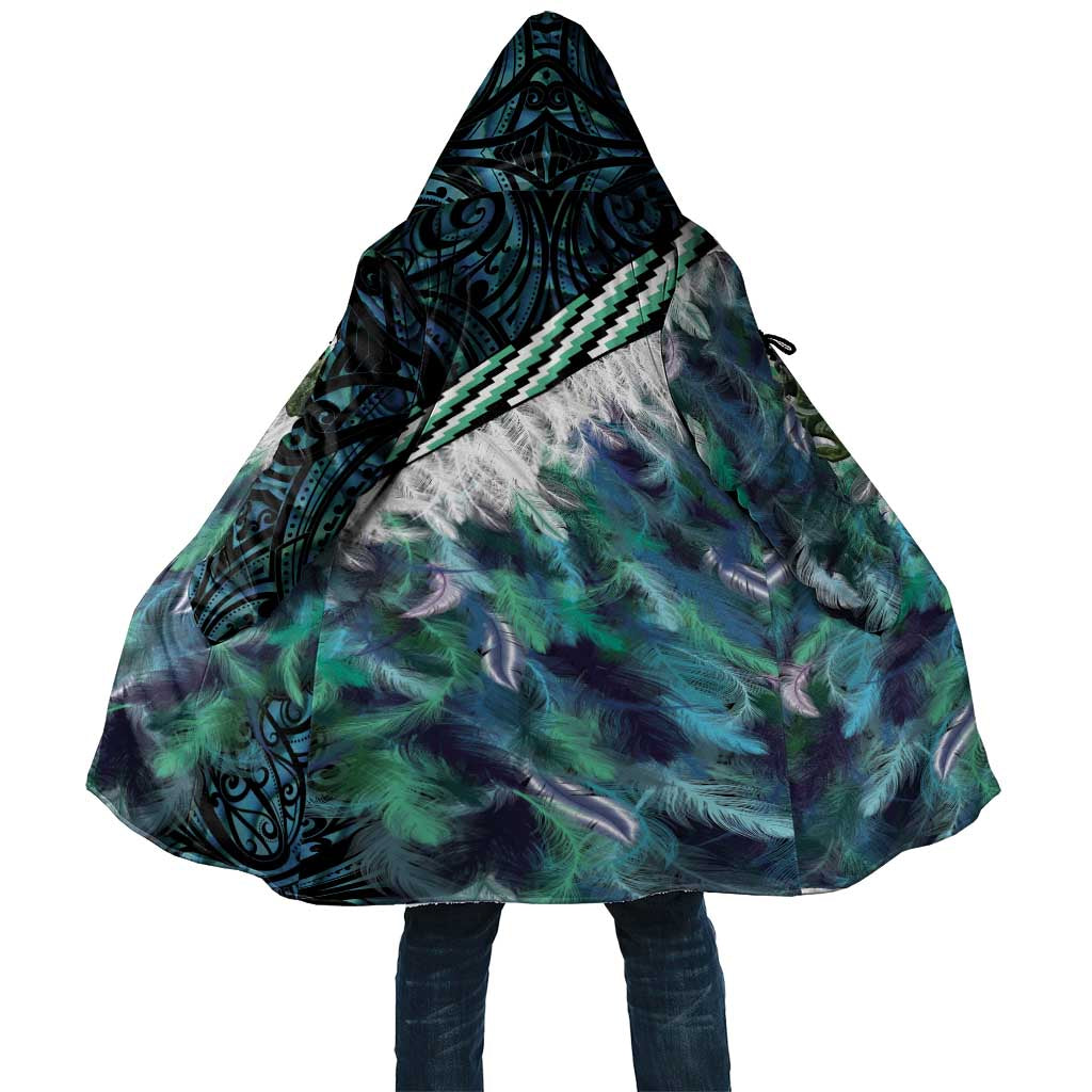 Turquoise Traditional Cloak Aotearoa Cloak Maori Paua Shell Korowai Pattern - Aussie Hoodie