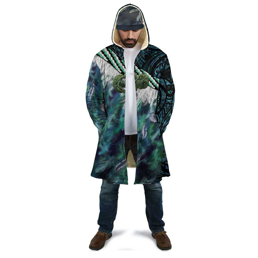 Turquoise Traditional Cloak Aotearoa Cloak Maori Paua Shell Korowai Pattern - Aussie Hoodie