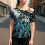 Turquoise Traditional Cloak Aotearoa Cross Shoulder Shirt Maori Paua Shell Korowai Pattern - Aussie Hoodie