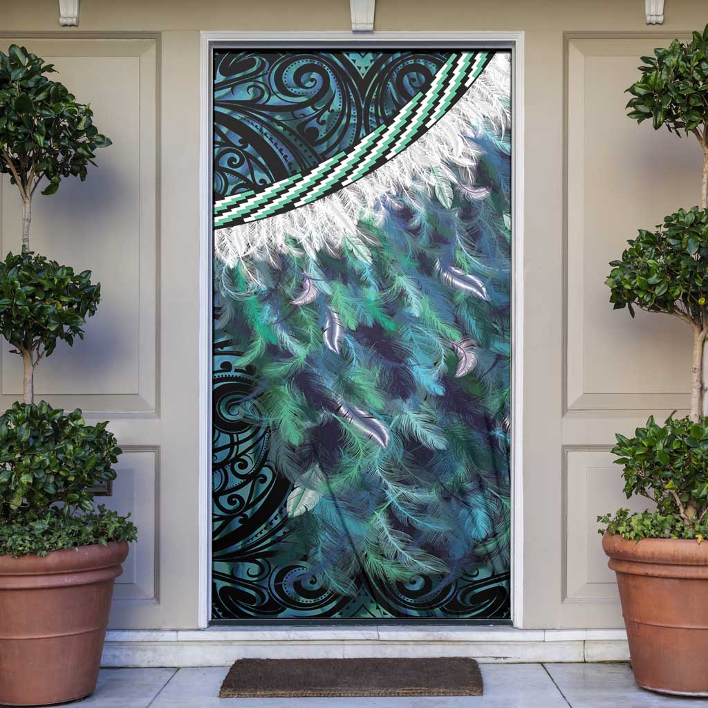 Turquoise Traditional Cloak Aotearoa Door Cover Maori Paua Shell Korowai Pattern - Aussie Hoodie