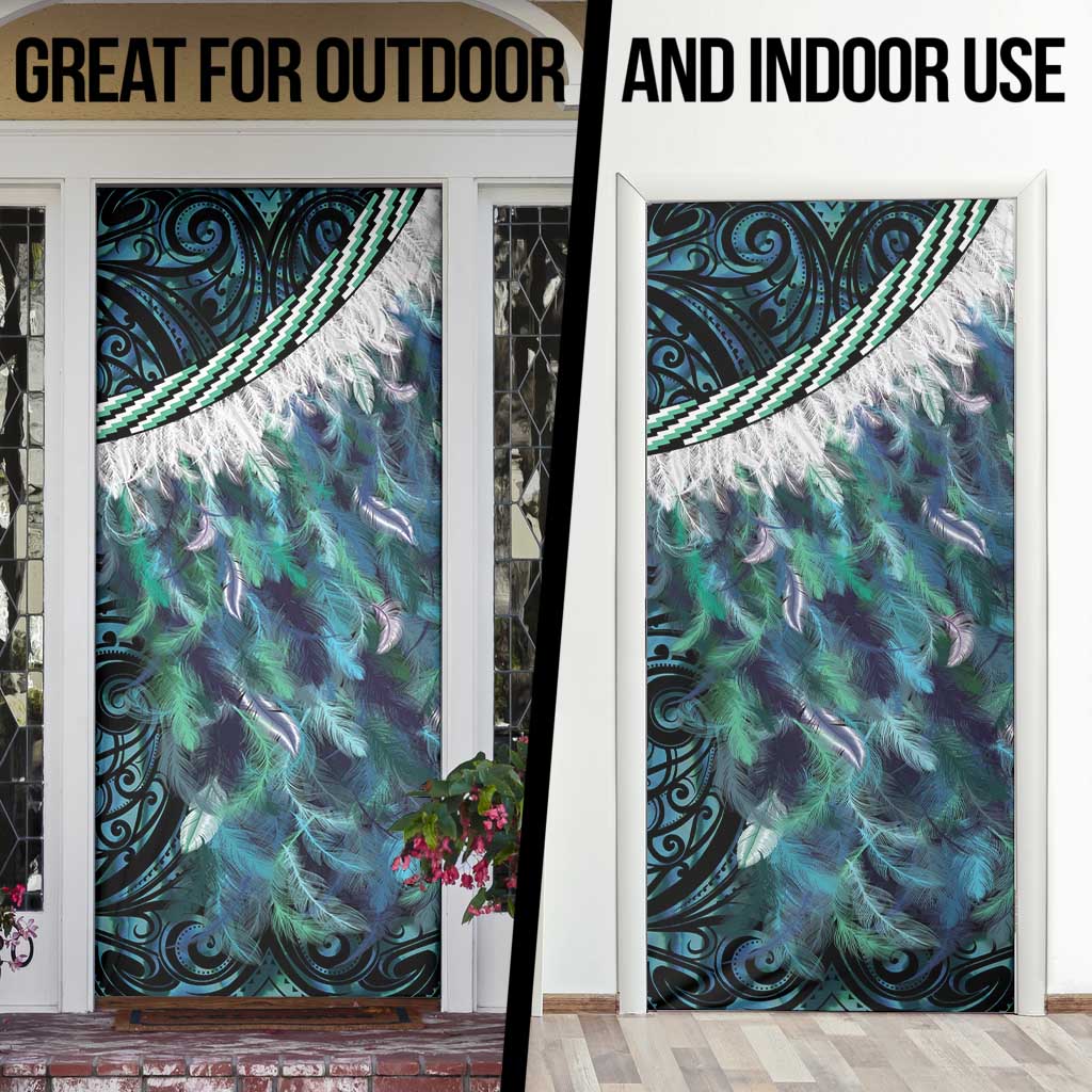 Turquoise Traditional Cloak Aotearoa Door Cover Maori Paua Shell Korowai Pattern - Aussie Hoodie