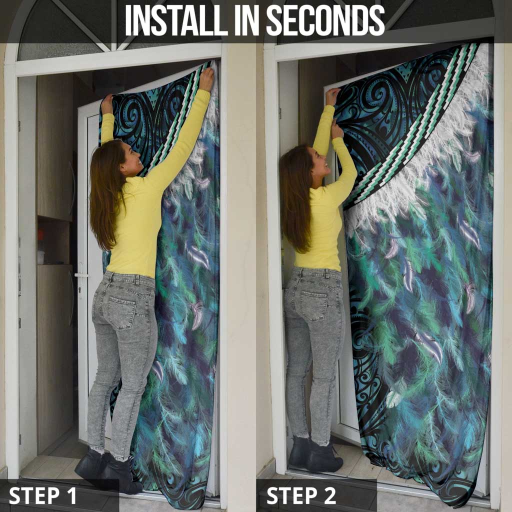 Turquoise Traditional Cloak Aotearoa Door Cover Maori Paua Shell Korowai Pattern - Aussie Hoodie