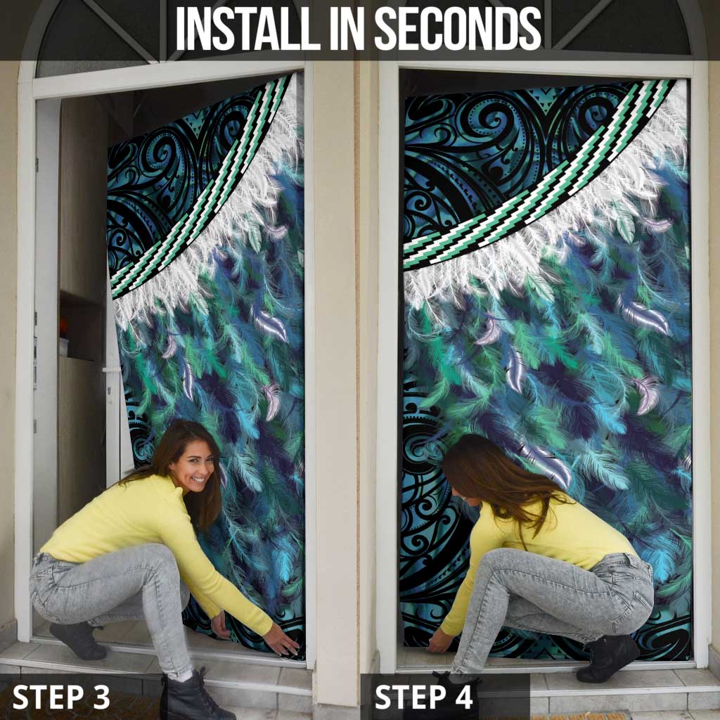 Turquoise Traditional Cloak Aotearoa Door Cover Maori Paua Shell Korowai Pattern - Aussie Hoodie