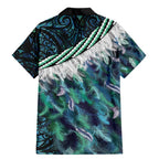 Turquoise Traditional Cloak Aotearoa Family Matching Mermaid Dress and Hawaiian Shirt Maori Paua Shell Korowai Pattern